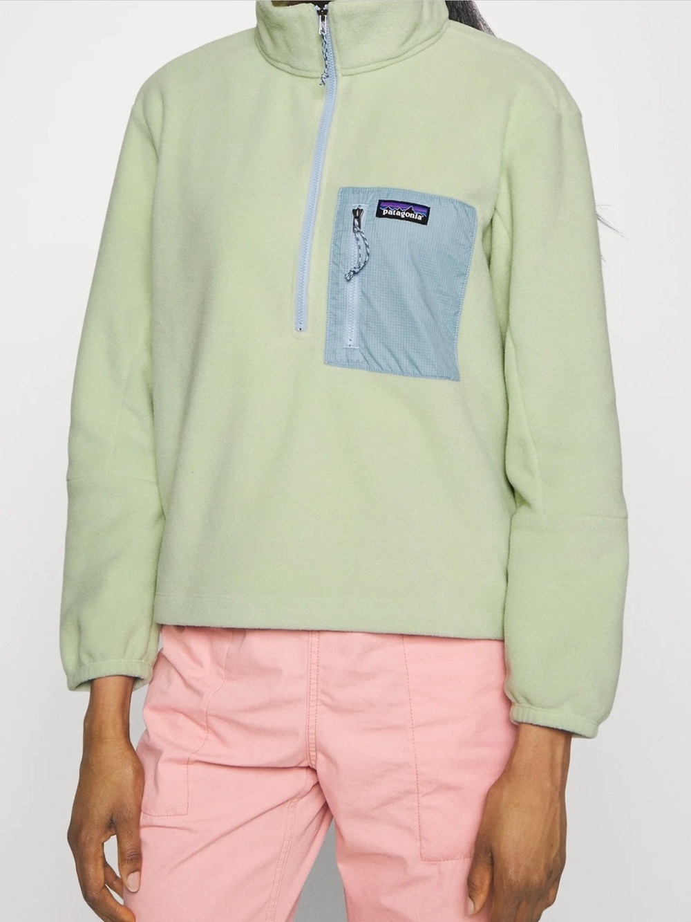 Patagonia Light Green Half-Zip Fleece Microdini Pullover Jacket Sz M - Picture 7 of 9